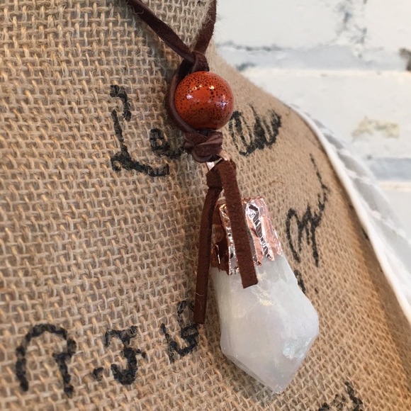 Boho Necklace in leatherette cord. One of a kind - Picture 2 of 5